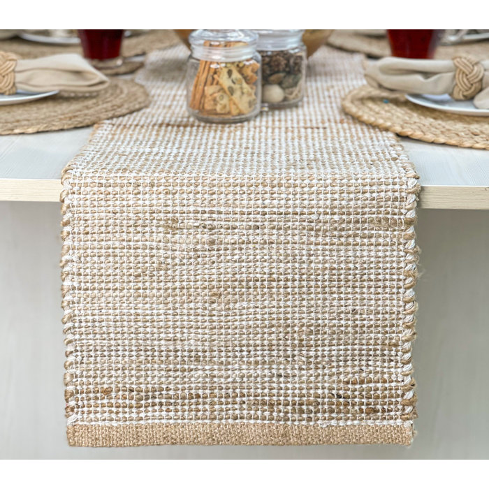 Gingham Table Runner | Greige main image 1